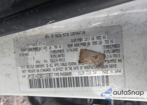 2011 Mazda Mazda2 Touring z USA, uszkodzony, nr VIN JM1DE1HZ8B0103357